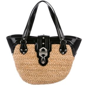 Michael Kors - Gorgeous straw tote with black patent trim